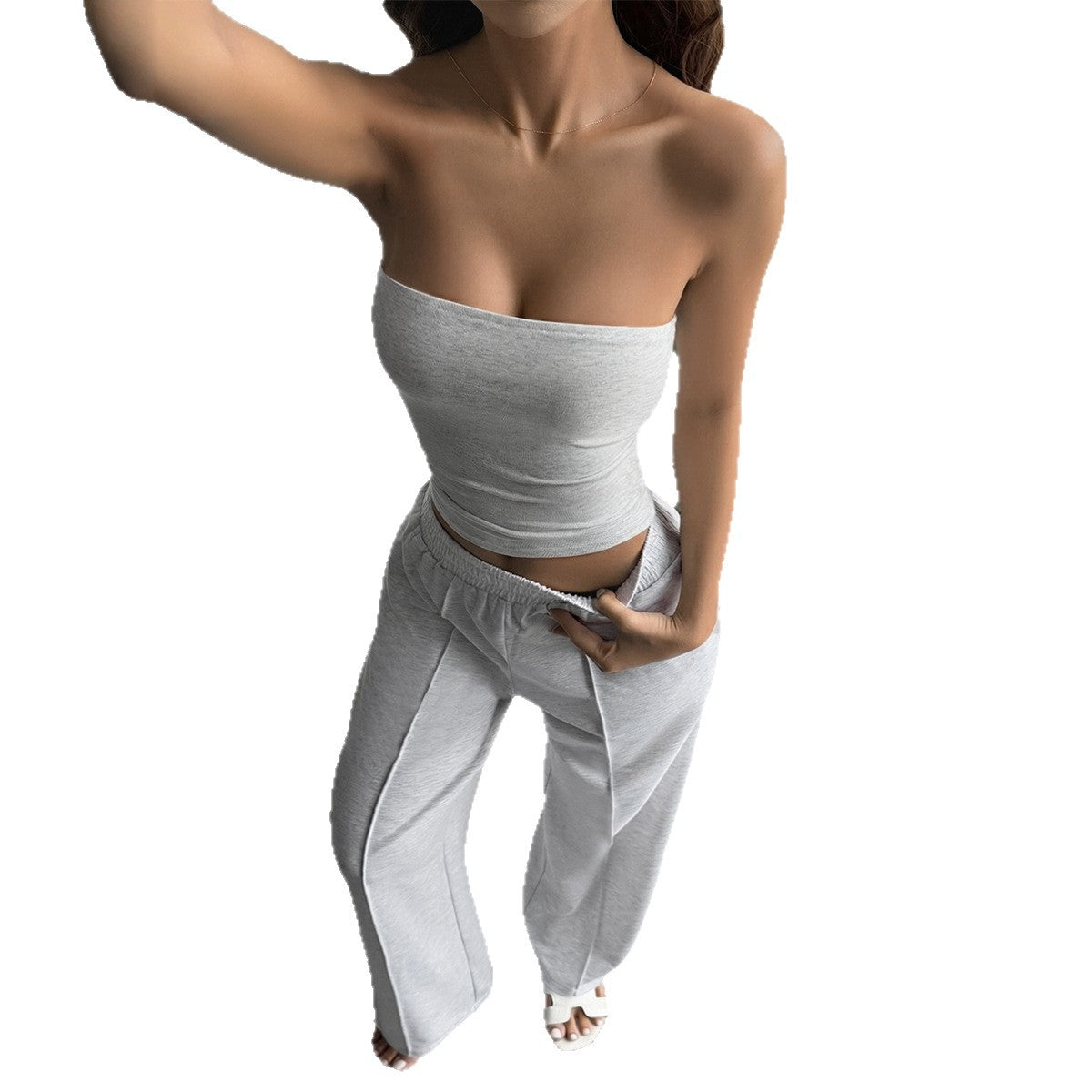 Tube-top Vest And Casual Long Pants Set For Women