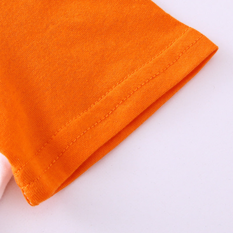 New Style Children's Shirt Wholesale Summer Short Sleeve Hit Color T-Shirt Pure Cotton