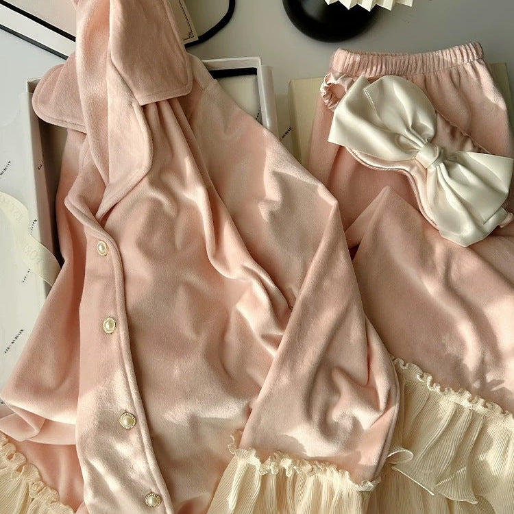 Womens Thickened French Princess Style Pajamas For Fall And Winter