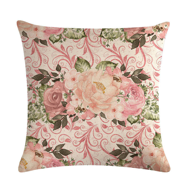 Floral Cushion Cover Cotton Linen Pillowcase