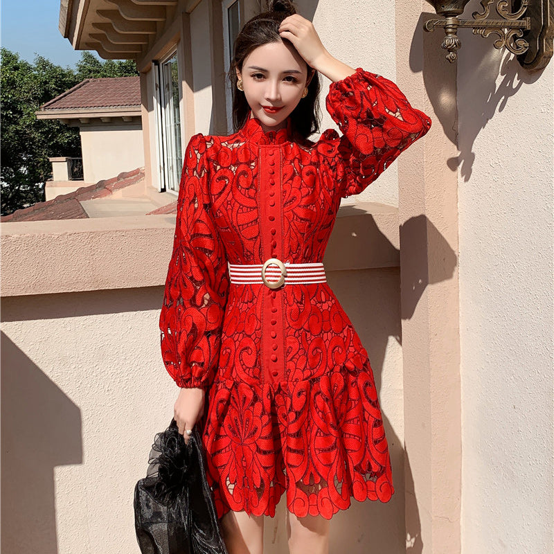 Palace ladies openwork lace summer French skirt