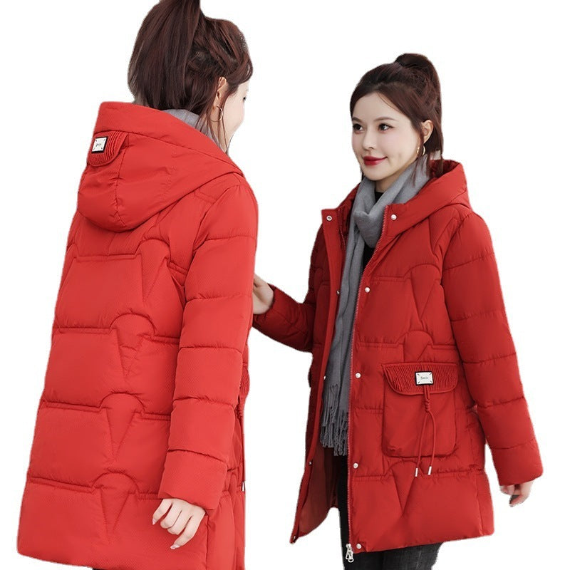 Hooded Down Coat Mid-length Thickened