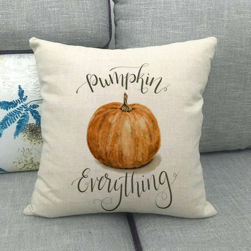 Painted pumpkin linen pillowcase