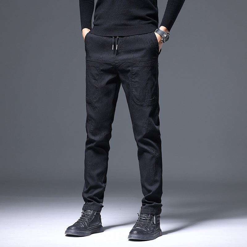 Mens Casual Slim-fit Straight-leg Trousers