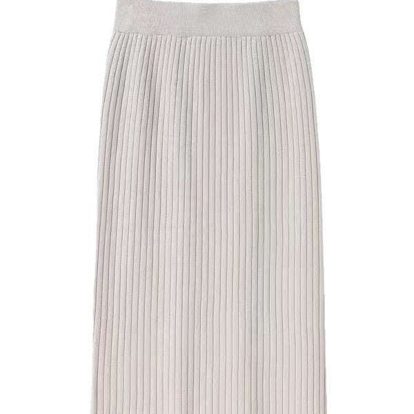 Women's Solid Color Casual Versatile Knitted Skirt