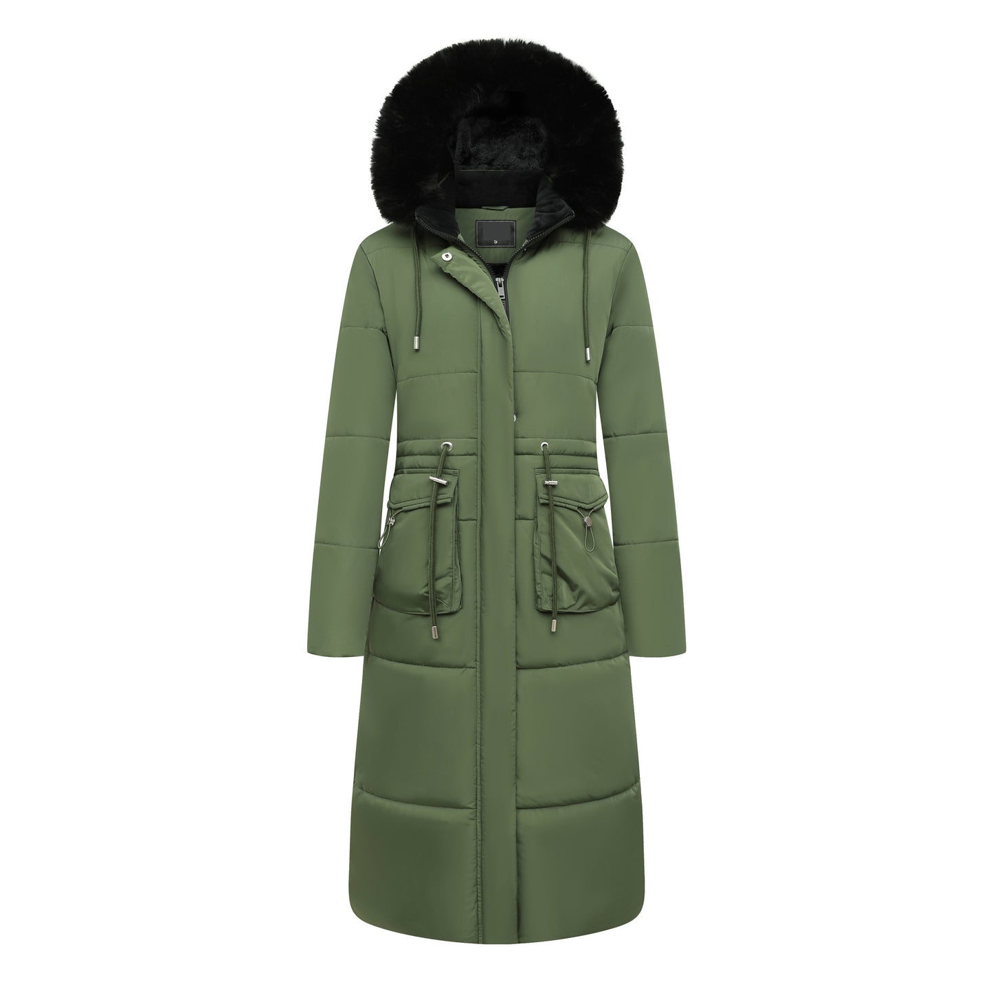 Women's Cotton Jacket Drawstring Cinched Hoodie Fleece-lined Warm