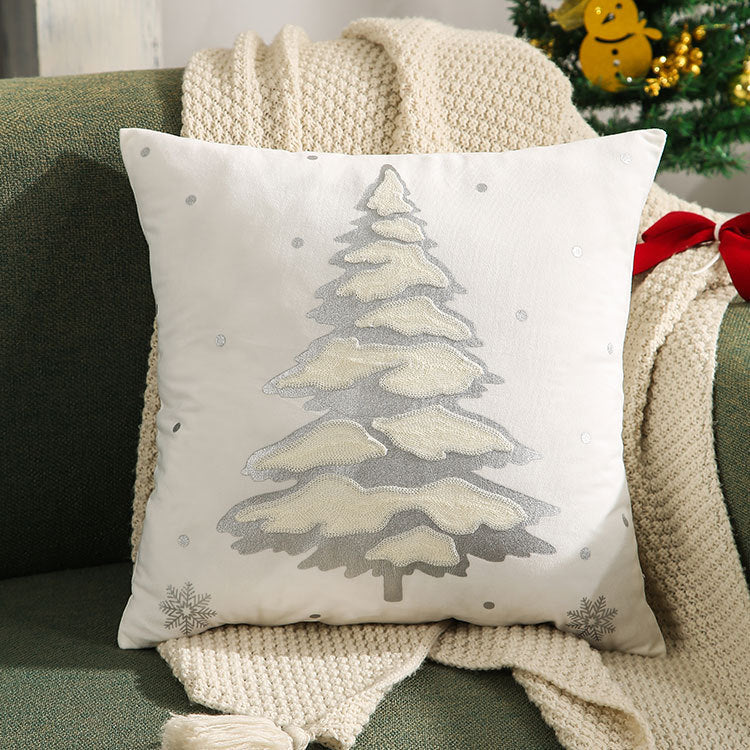 Embroidered Bronzing Christmas Tree Pillowcase