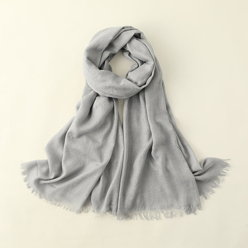 Artistic Sunscreen Solid Color Cotton And Linen Scarf