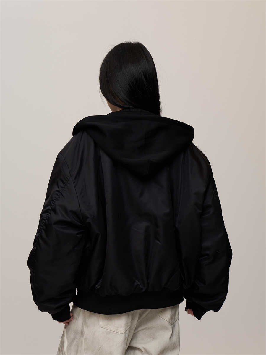 Loose Autumn Winter False-two-piece Fleece-lined Flight Jacket