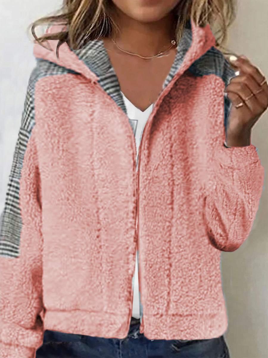 Faux Lamb Plush Thickened Fleece Thermal Hoodie Women