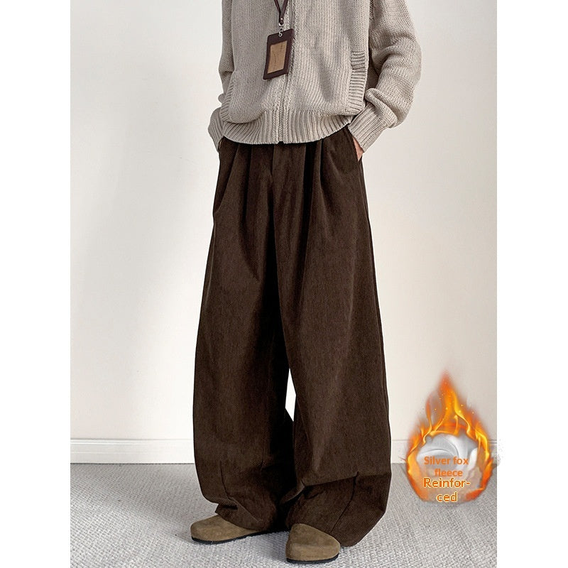 Old-money-style Japanese Retro Pleated Corduroy Casual Pants