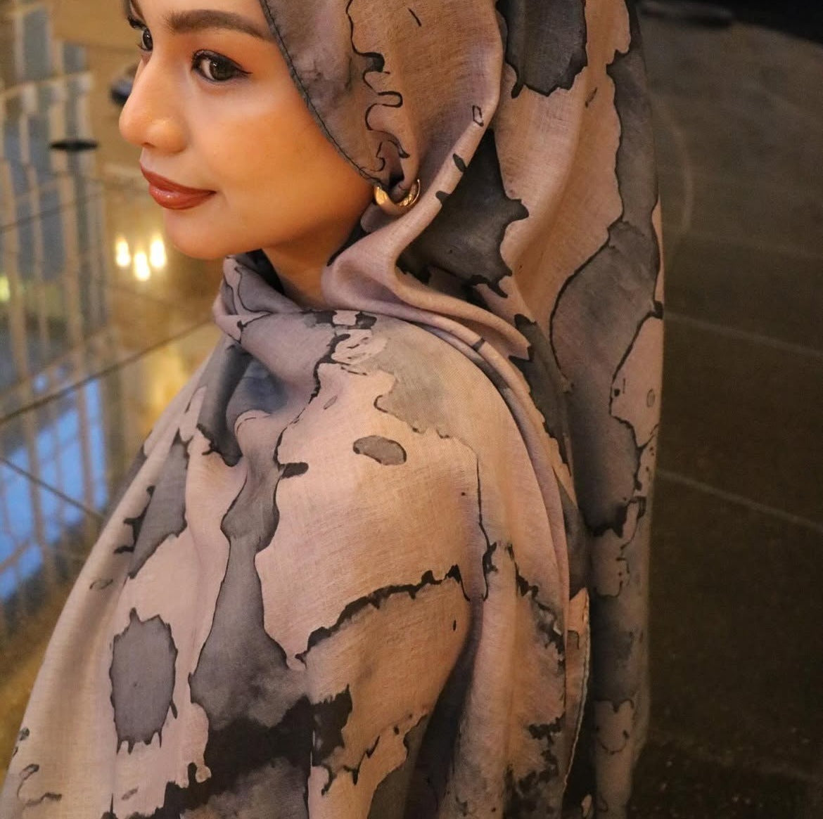 Watercolor Series Satin Polyester Ethnic Shawl