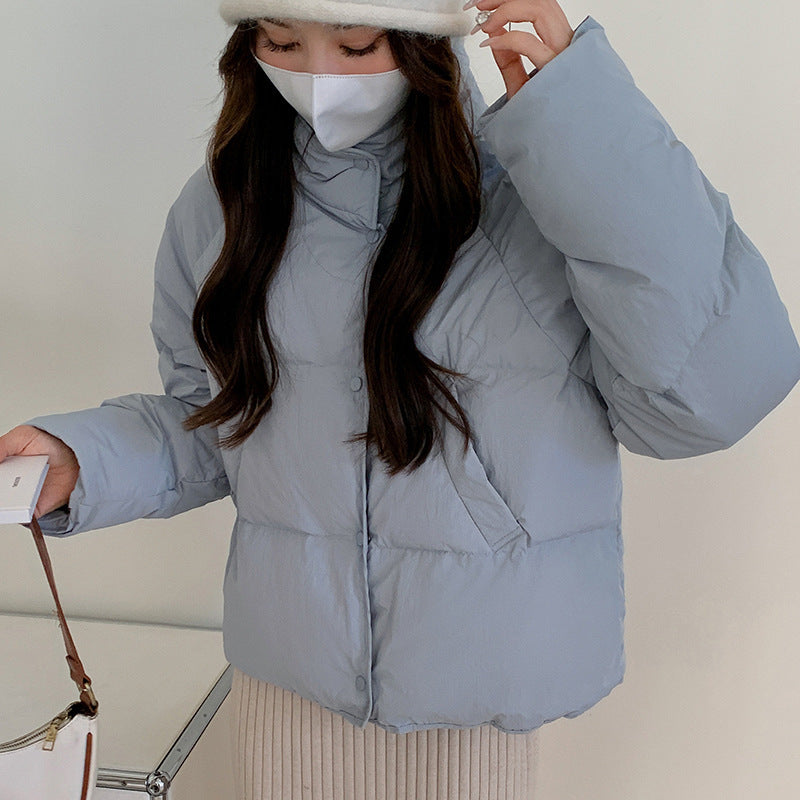 Women's Stand Collar Short Polyester Cotton-padded Jacket