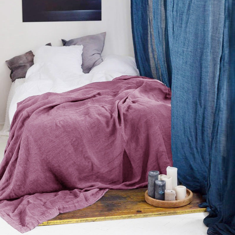 Nordic Style Linen Solid Color Single And Double Bed Sheets