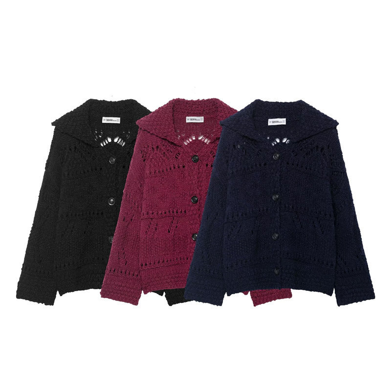 Women's Thick Needle Crochet Knit Cardigan Coat