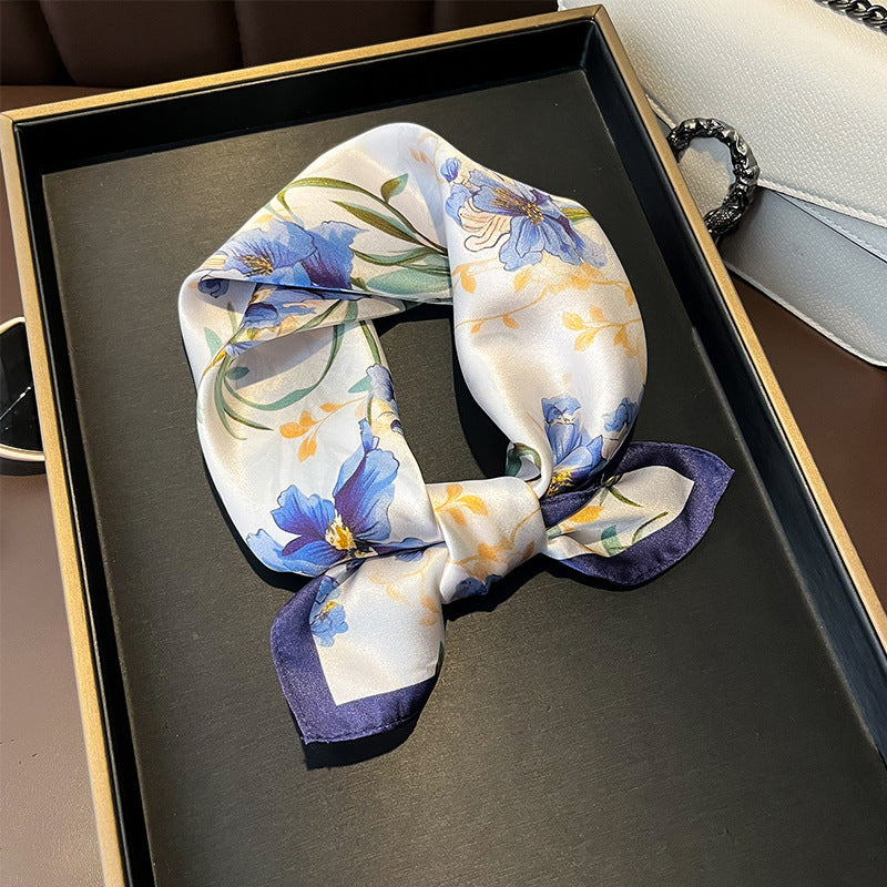 Silk Scarf Small Square Towel Women's Silk Korean Thin