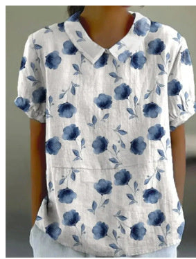 Women's Loose Printed Crew Neck Top