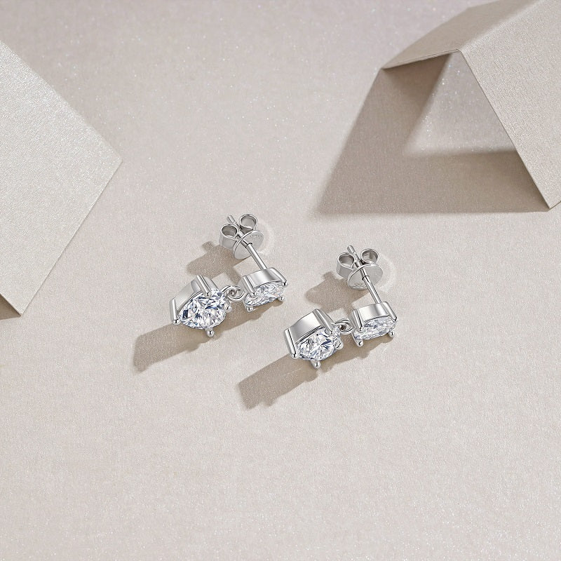 Top-quality Moissanite Luxury And Fashionable Light Luxury Jewelry Silver Stud Earrings S925 Silver Plated Platinum