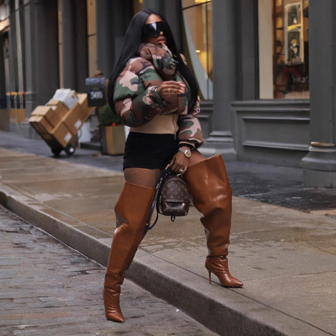 European And American Women's Clothing Fashion Retro Camouflage Print Short Cotton Jacket