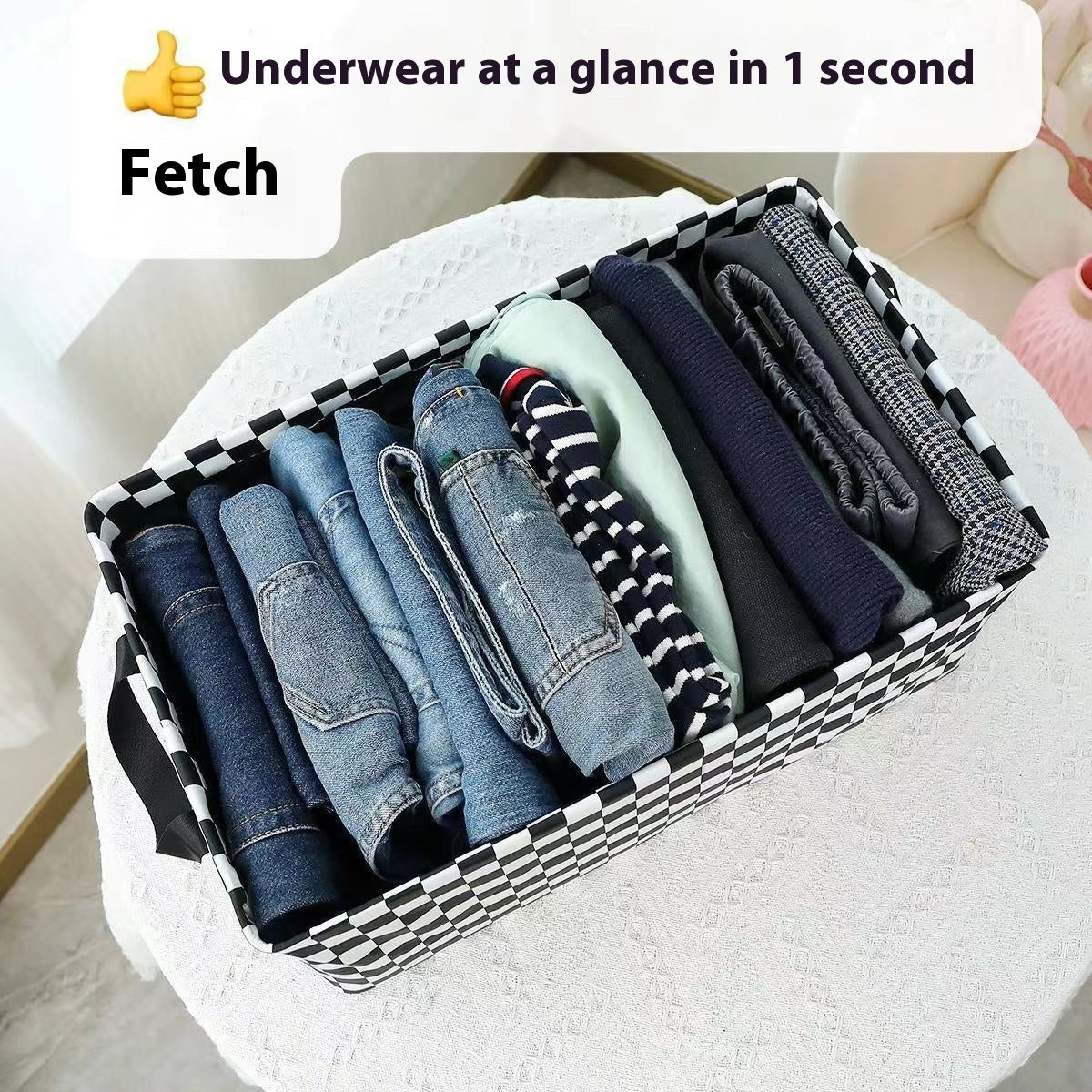 Chessboard Drawer Nordic Style Foldable Large Capacity Support Thick Storage