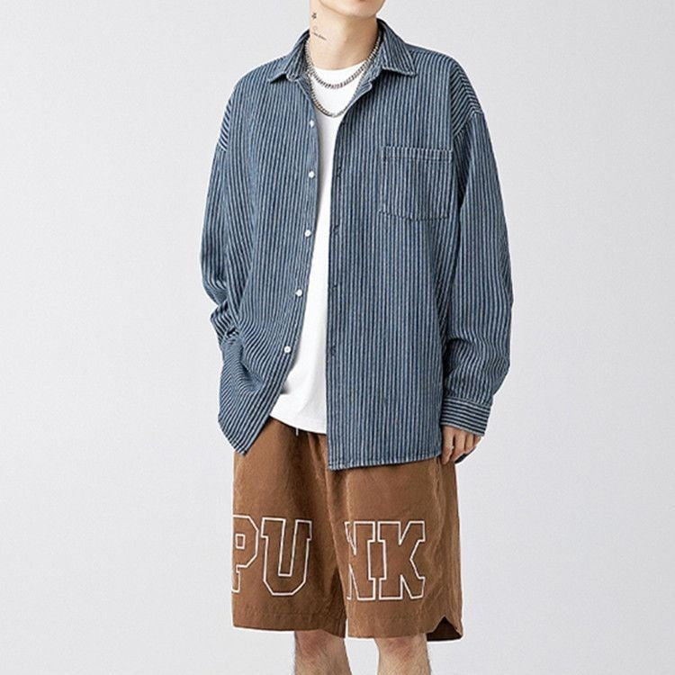 Denim Shirt Men's Shirt Early Outdoor Casual Blue Overalls