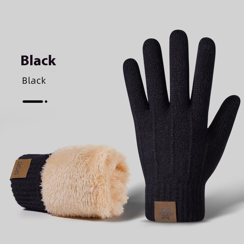 Riding Thermal And Windproof Cold Protection Fleece Thickened Knitting Gloves
