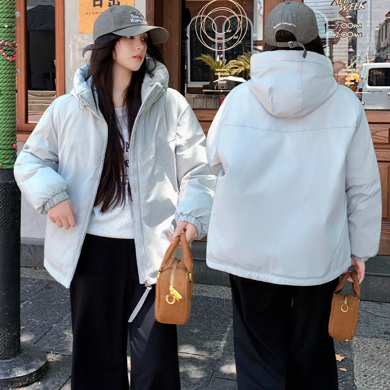 Fashion Double Zipper Hooded Quilted Women's All-match Outdoor Jacket Women