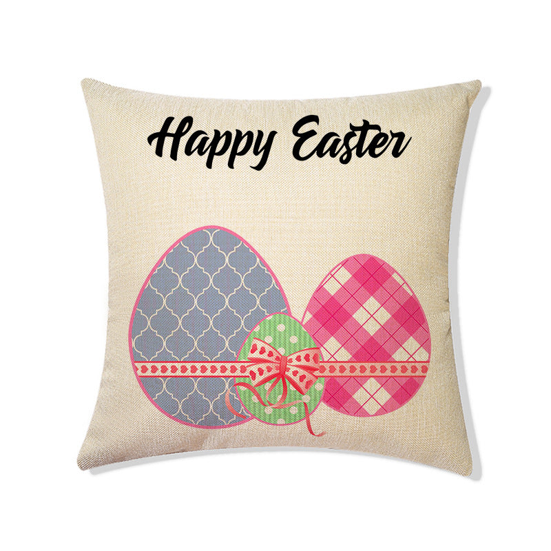 Living Room Sofa Bed Easter Linen Throw Pillowcase