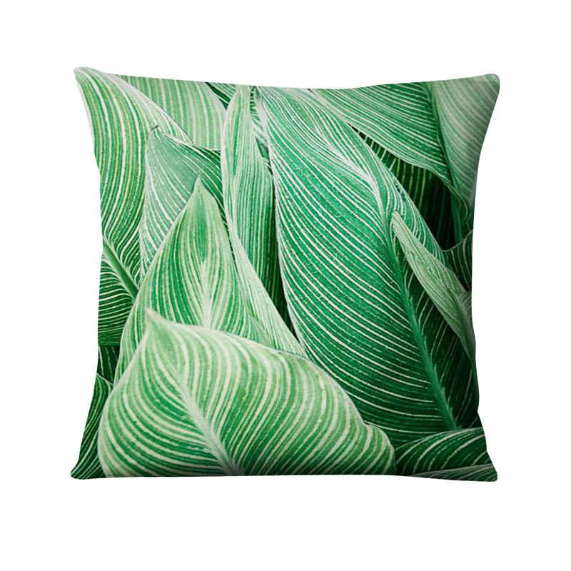 Floral Digital Print Pillowcase Green Plant Cushion Cover