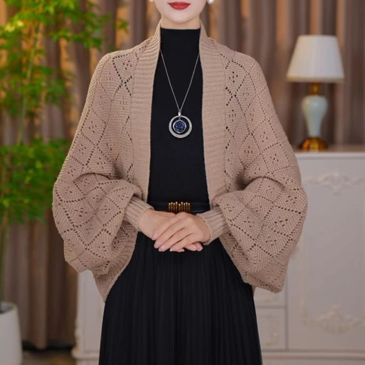 Knitted Dense Woven Plaid Shawl Warm All-matching