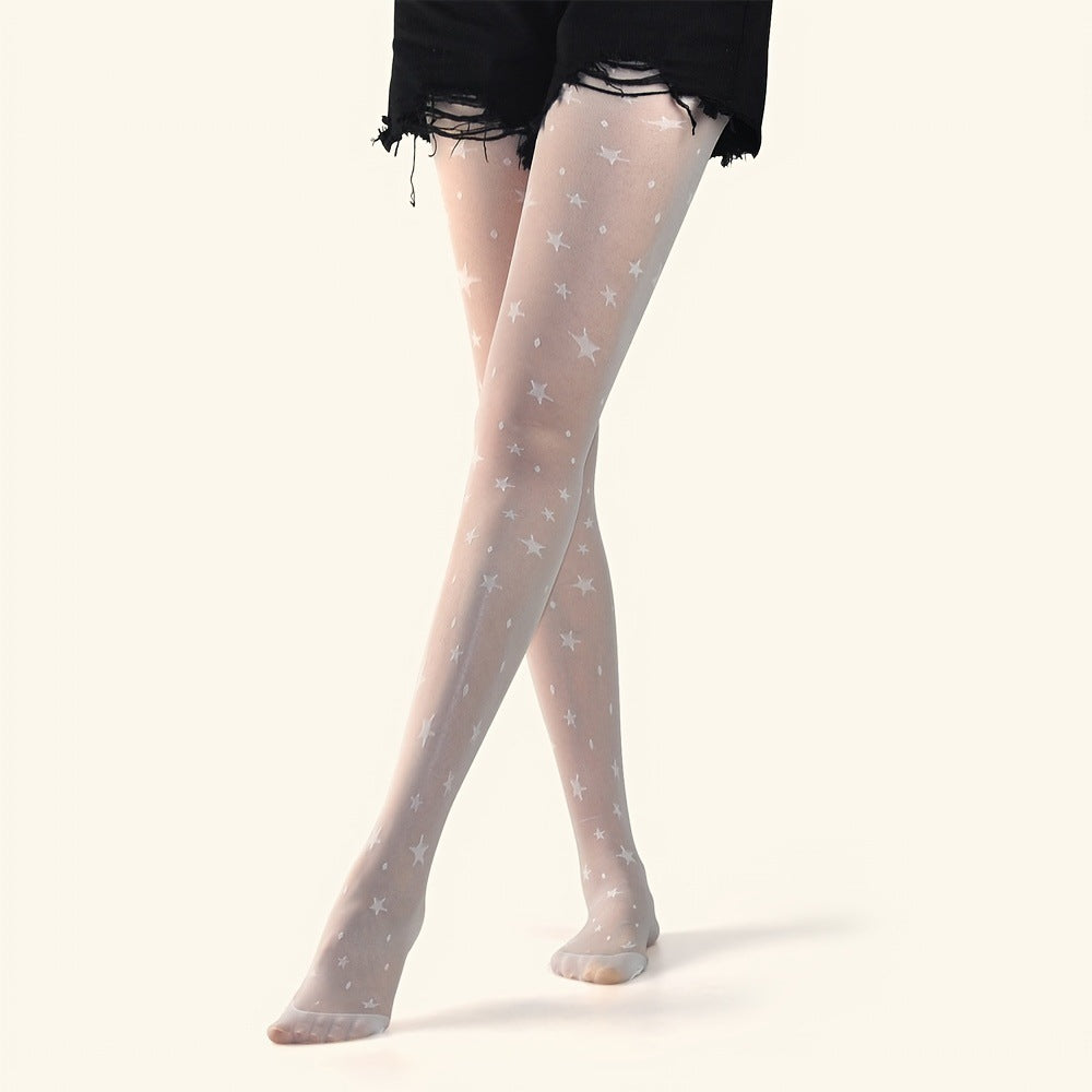 Polka Dot Star Jacquard Women's Pantyhose
