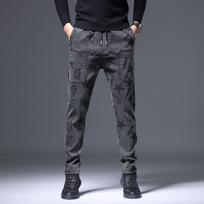 Mens Casual Slim-fit Straight-leg Trousers
