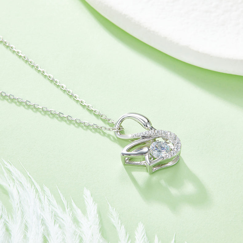 Set With Top-quality Moissanite, This Luxurious And Fashionable Light Luxury Trend Jewelry Necklace Pendant Is Made Of S925 Silver Electroplated With Platinum