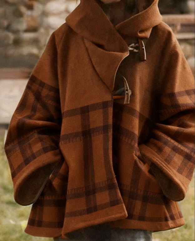 Winter New Women's Loose Retro Printed Woolen Coat