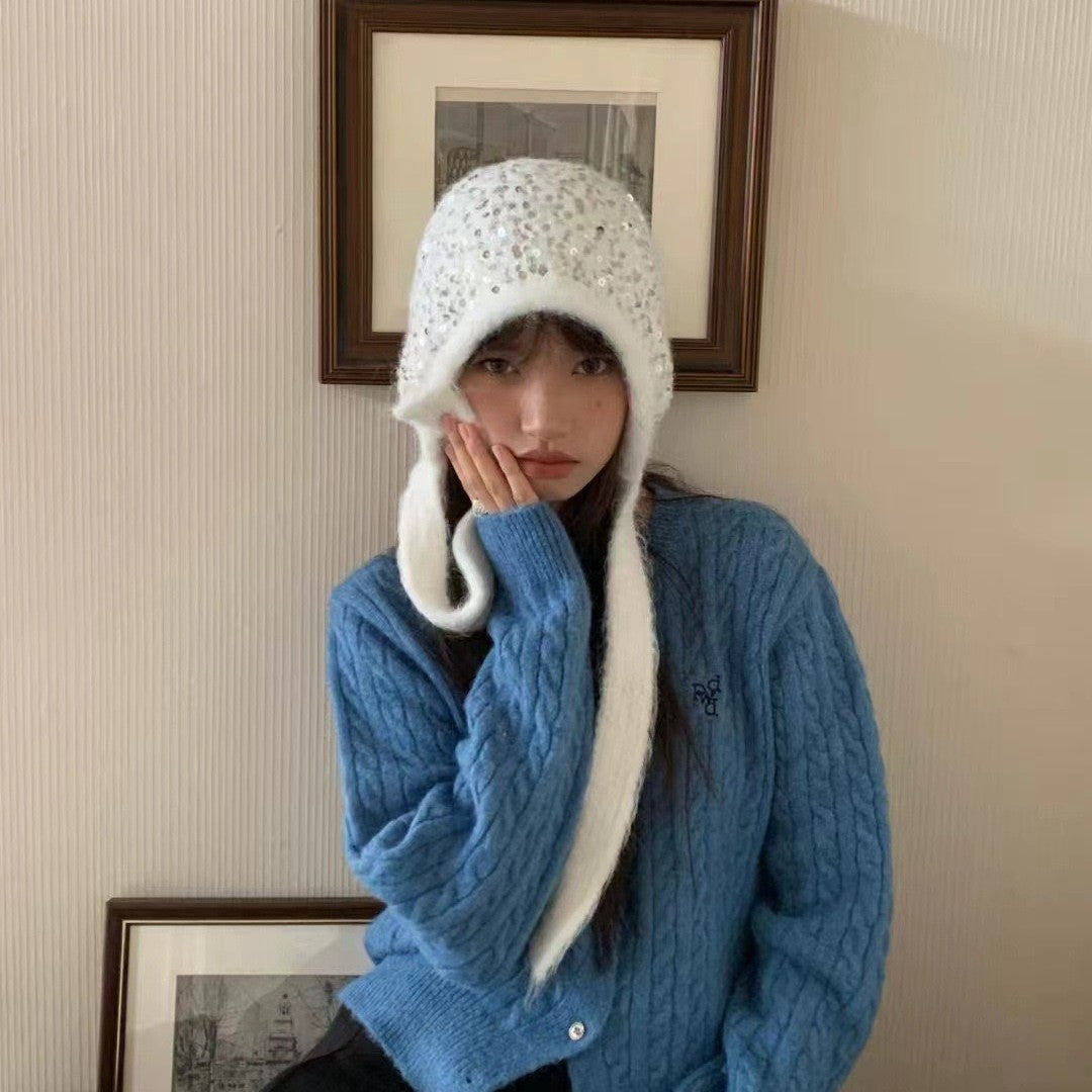 South Korea Designer Model Sequin Bag Cap Women