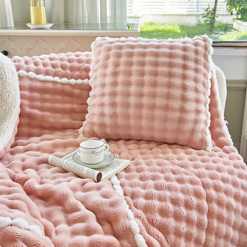 Thick Warm Pillow Milk Fiber Quilt Nap Blanket