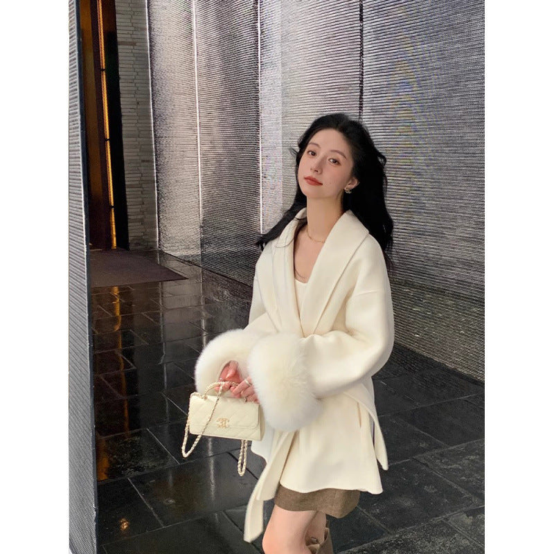 Autumn And Winter Fox Fur Double-sided Coat Women's Senior Coat