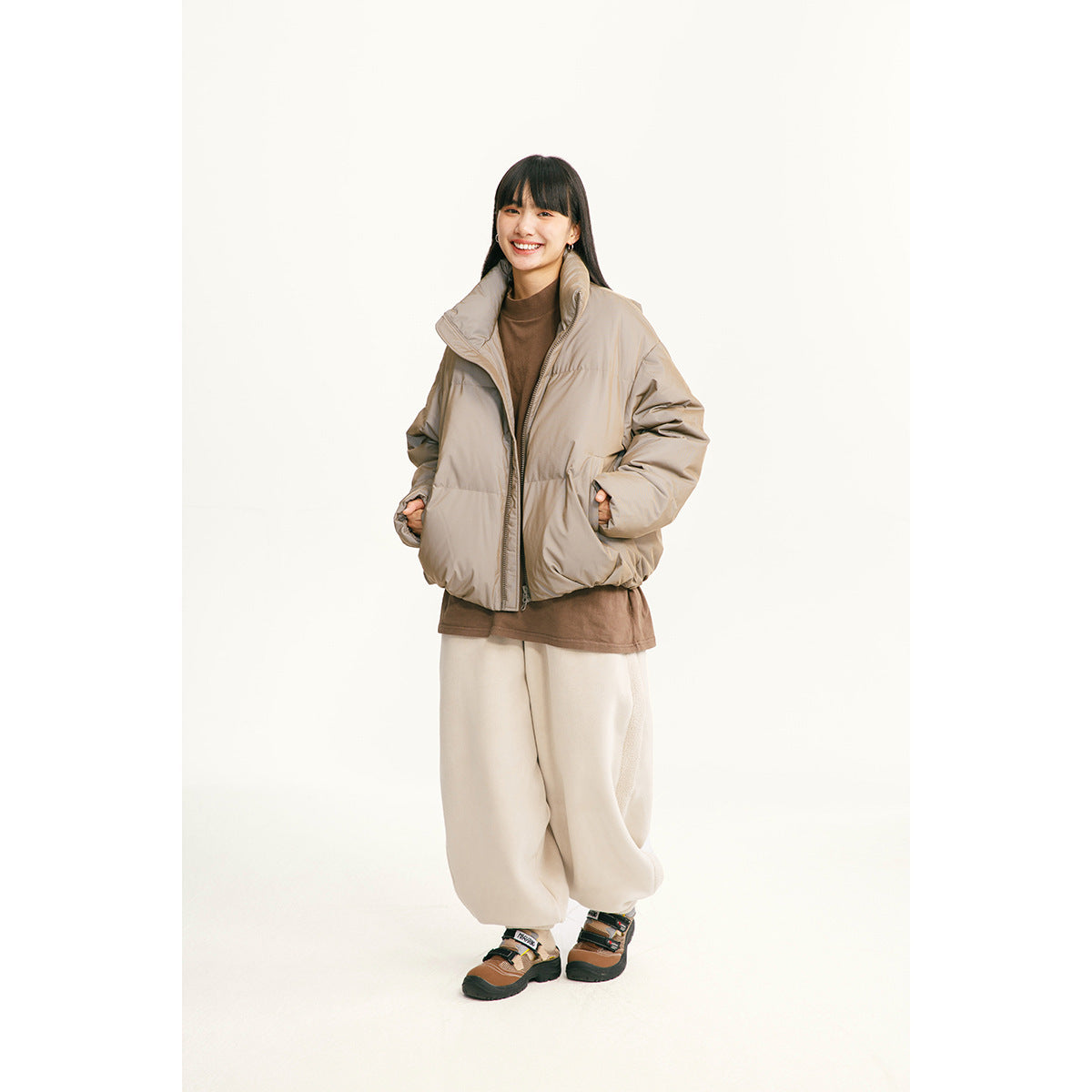 Mechanical Style Winter Down Jacket Women's White Duck Down Thickened Reflective Coat