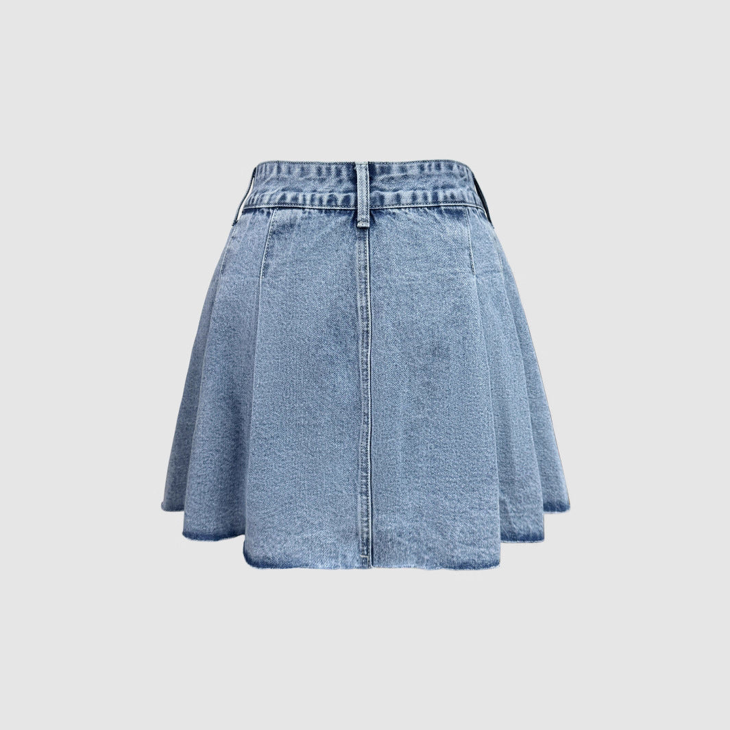 Womens Slimming Wide-leg Denim Skirt
