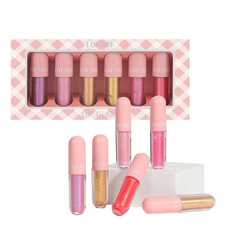 6 - color Lip Gloss Set Light Bright Waterproof - Eshtree