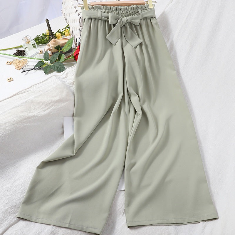 Fashion Banding Bud Elastic Waist Solid Color Casual Pants