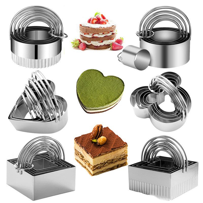 Stainless Steel Cookie Mold Hanging Basket Double Handle Mousse Ring Household Baking