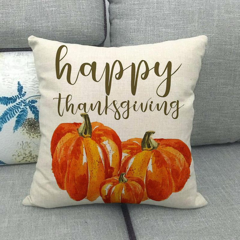 Painted pumpkin linen pillowcase