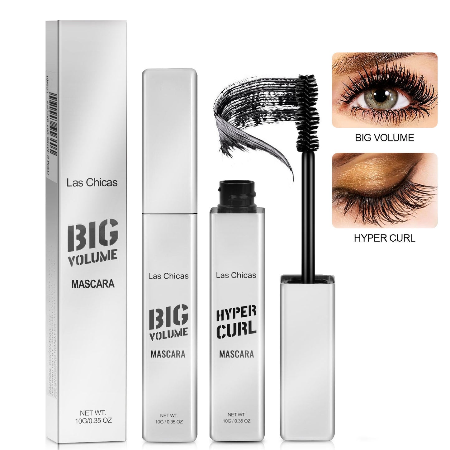 2pcs Las Chicas 12-hour Long-lasting Waterproof 10ml Ultra Volumizing Lengthening Clump-free Oil-proof Black Mascara