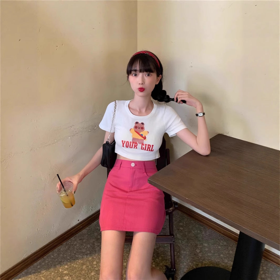 Stylish Preppy-Style Denim Slit Skirt For Women