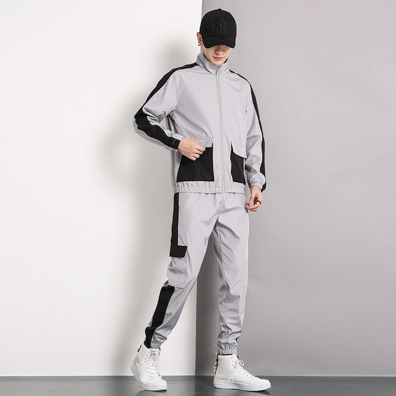 Cardigan stitching sports suit