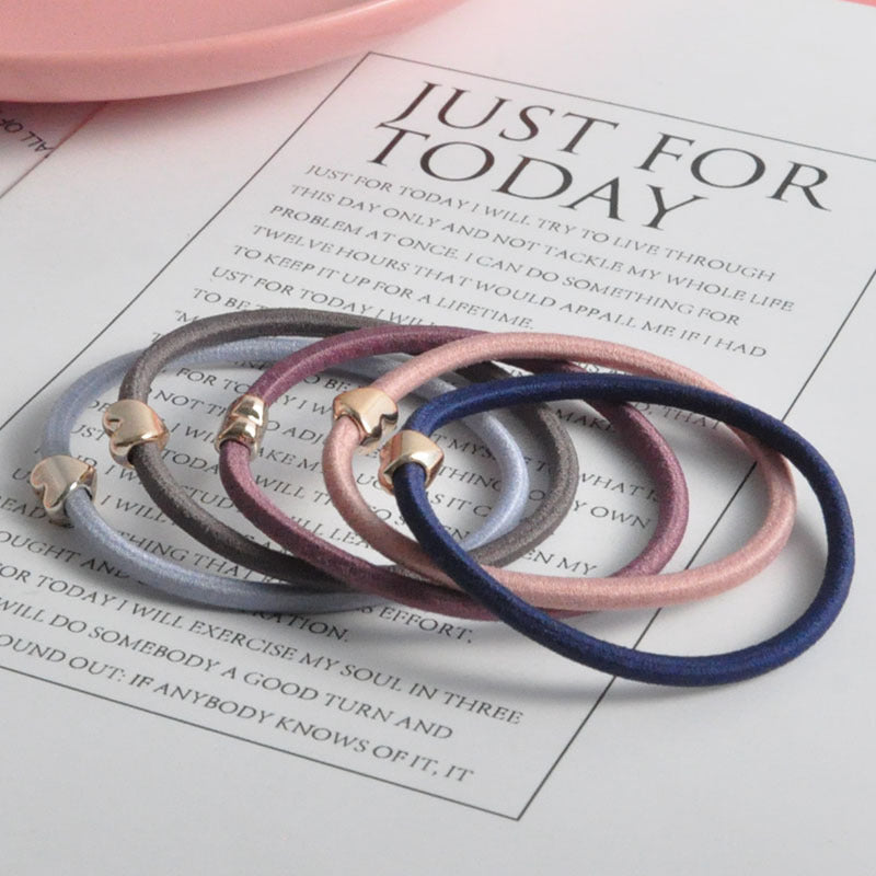 Golden Balls Peach Heart Rubber Band