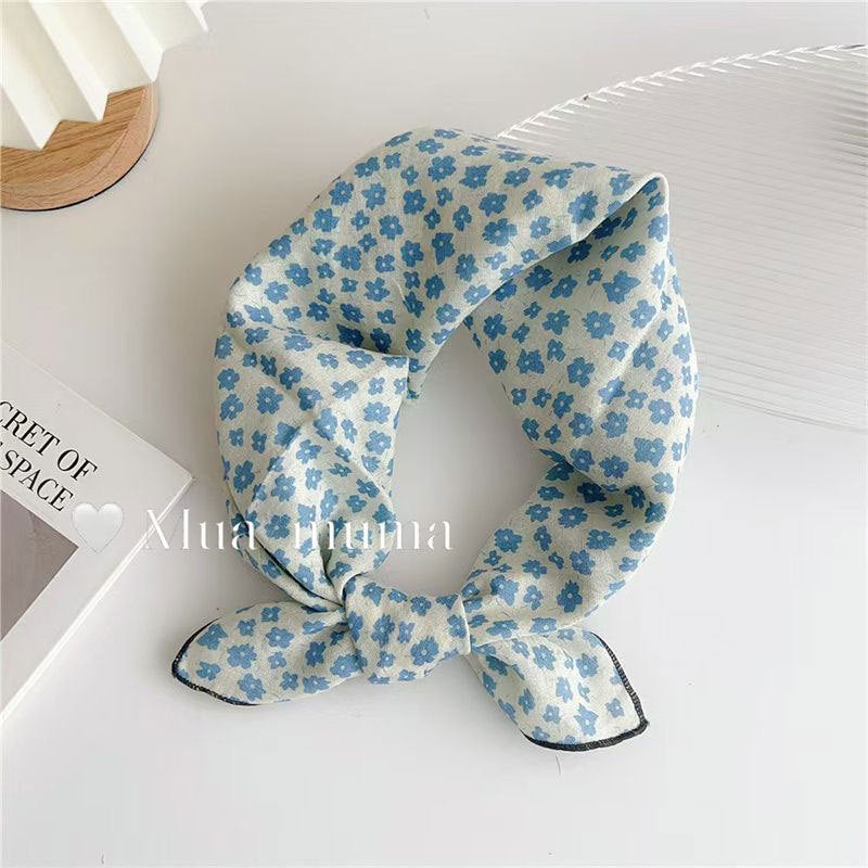 Cotton And Linen Small Square Towel Silk Scarf Female Korean Style Artistic