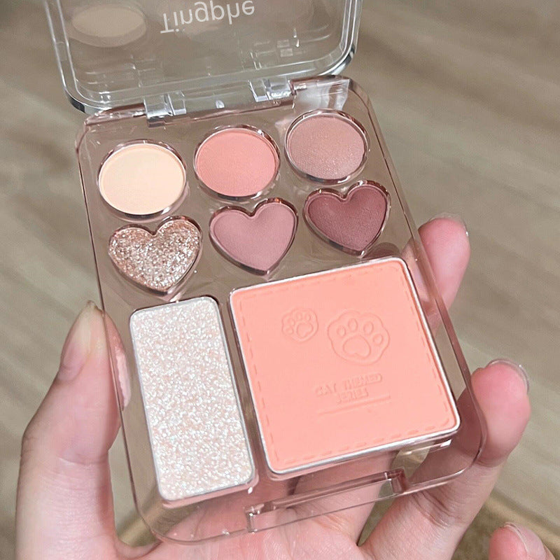 Heart Eye Shadow Plate Beads Matte Blush Highlight Integrated