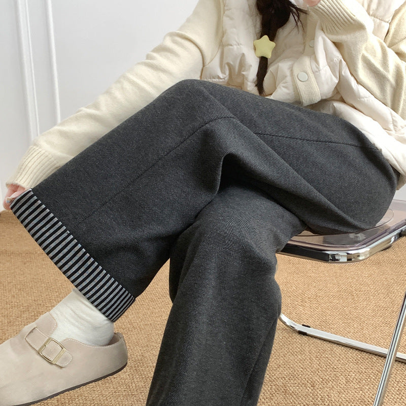 Japanese Retro Wool Cuffed Casual Pants